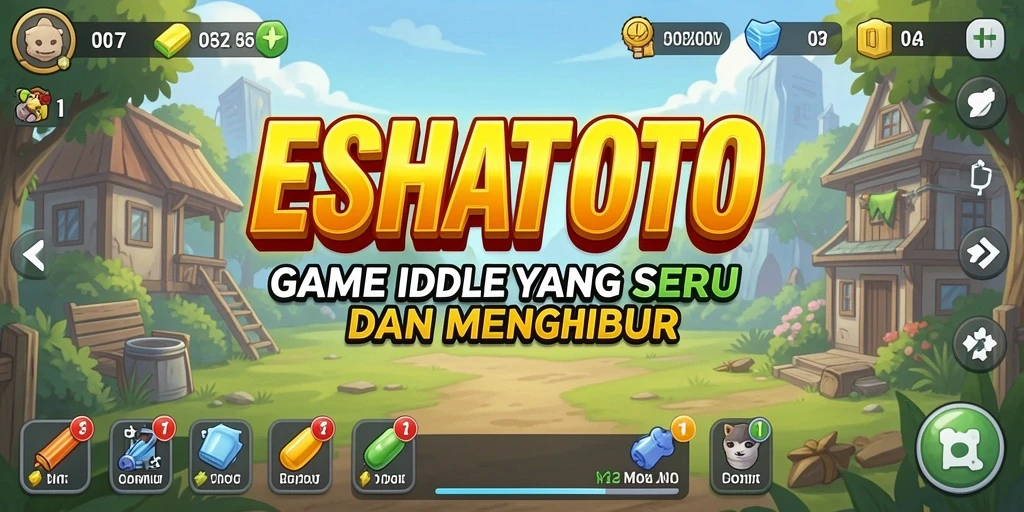 Screenshot ESHATOTO menunjukkan gameplay yang santai dan penuh warna.