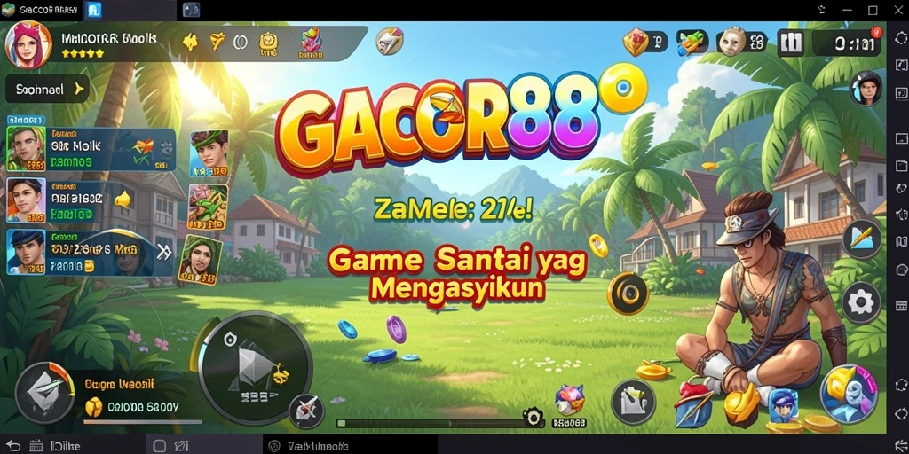 Tampilan gameplay GACOR88 yang menghibur dan penuh warna.
