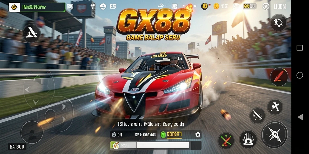 Tampilan menegangkan dari gameplay balap di GX88.