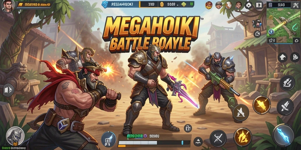 Gameplay Battle Royale yang mendebarkan di arena pertempuran.
